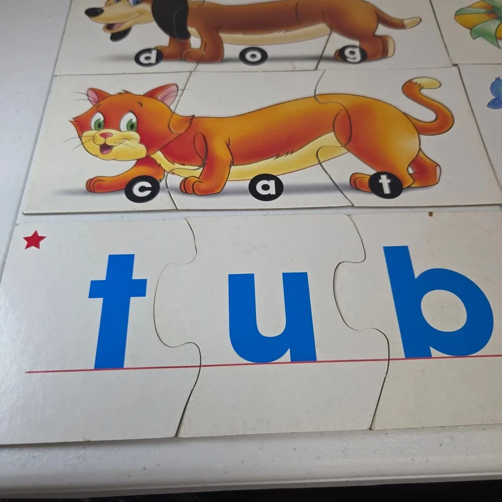 Vintage Preschool Spelling Puzzle Toddler Educational Word Building Game